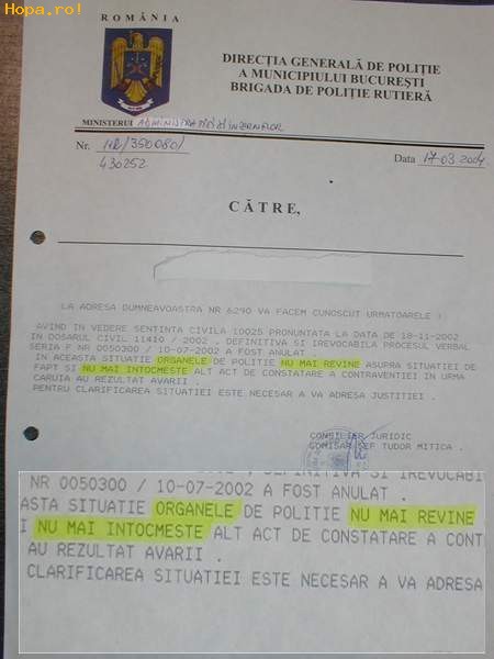 Din Romania - Politia Romana stie sa scrie si sa citeste bine