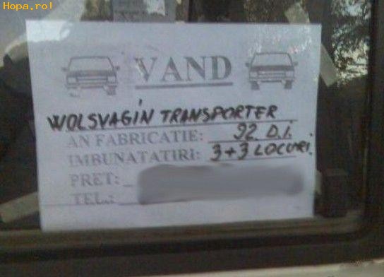 Anunturi - Vand Wolsvagin