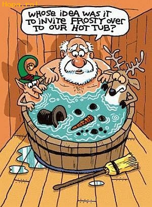 Caricaturi - Omul de zapada in piscina