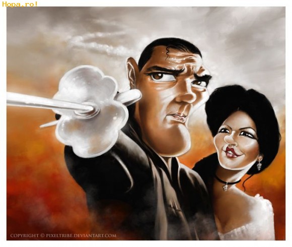 Caricaturi de personaje - Antonio Banderas si Catherine Zeta Jones