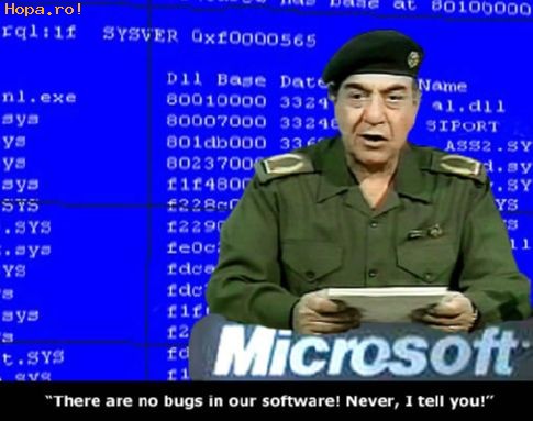 Anunturi - Anunt de la Microsoft : Noi nu avem erori